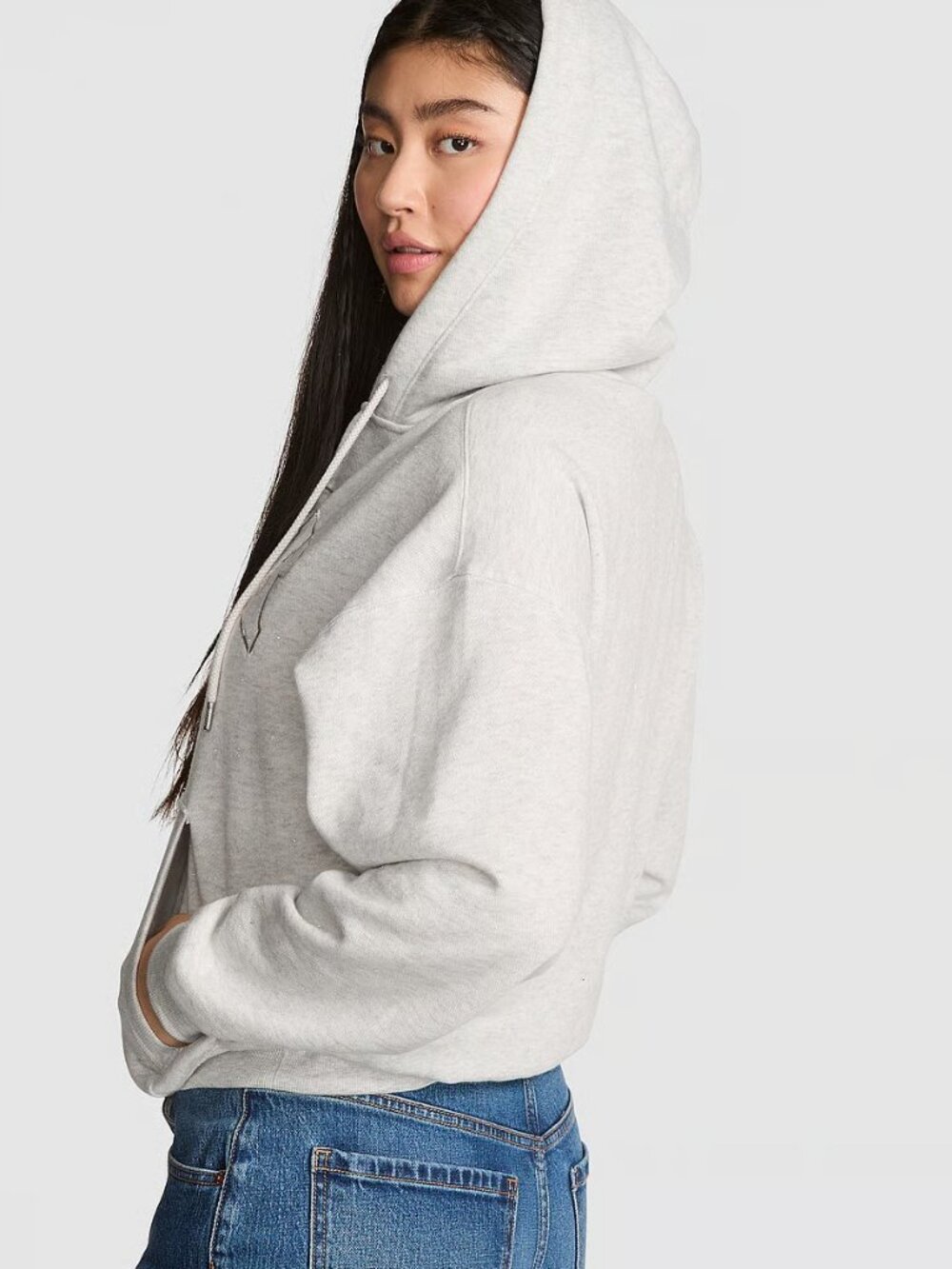 VS PINK Ivy Fleece Campus Full-Zip Hoodie, VS Snow Heather - SIZE 2X - NWT - Picture 6 of 7